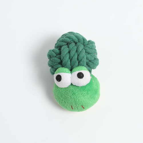 TD Plush Braided Dog Rope Frog Toy Green
