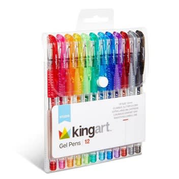 Soft Grip Glitter Gel Pens - 2.0mm Ink Cartridge - Set Of 12 Colours