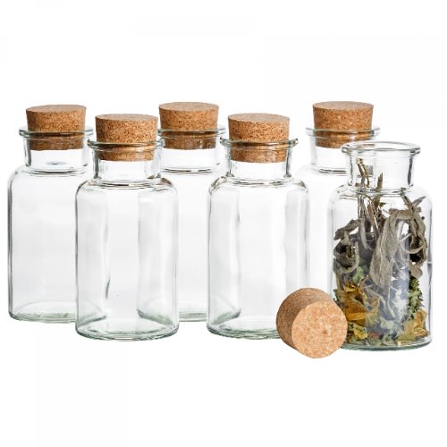 Mini Spice Glass Jars With Cork - 150ml - 6pcs