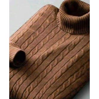 Quality Long Sleeve Turtleneck Sweater- Brown
