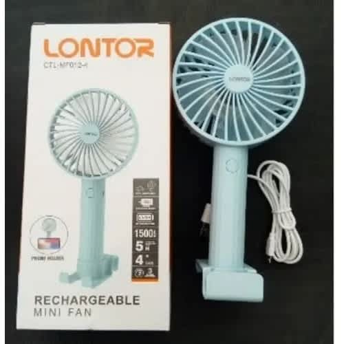 4'' Rechargeable Mini Fan With Phone Holder