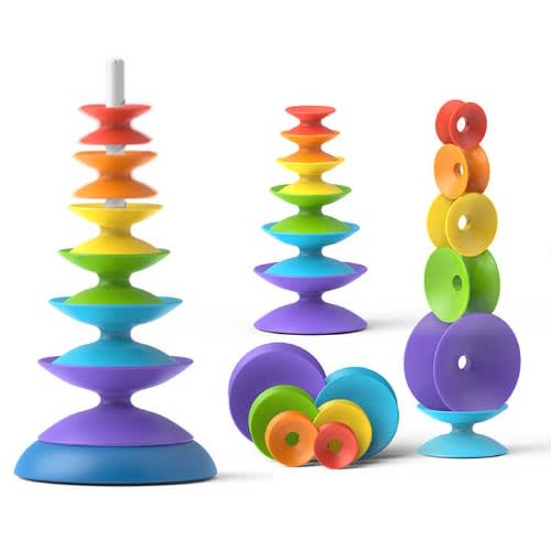 Rainbow Stacking Toy - Spinner Toy For Kids One Year Old Baby Spinning Toy - Sit And Spin