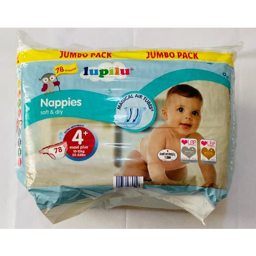 Nappies Size 4+ Maxi Plus 10-15kg(22-33lbs) 78pcs
