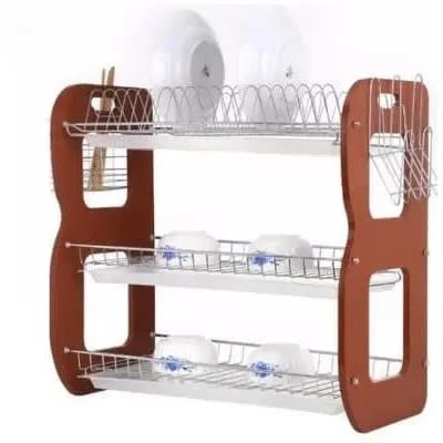 3 Layers Wooden Plate Rack -22'' Dish Drainer