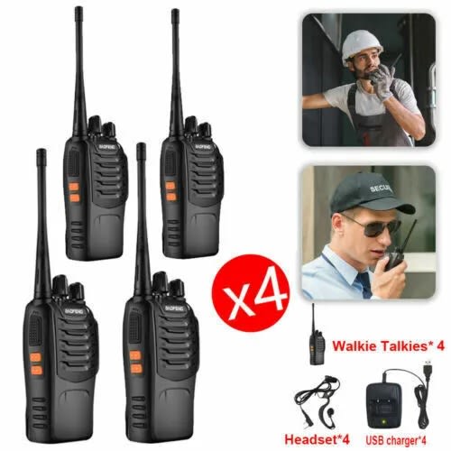 Baofeng Walkie Talkie With Earpiece - 4 Piece