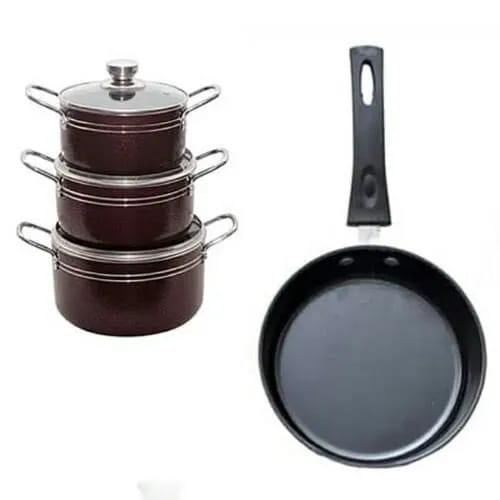Non Stick Aluminum Cooking Pots - 4pcs