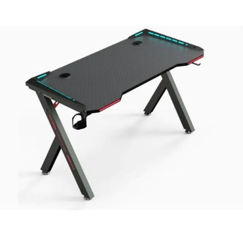 Black Gaming Table With Cup Holder Accessory