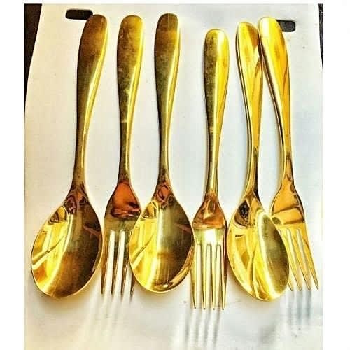 6 Pieces Of Gold Plated Spoons And Forks