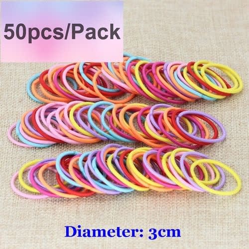 Girls Reusable Elastic Ponytail Hair Bands - 50pcs
