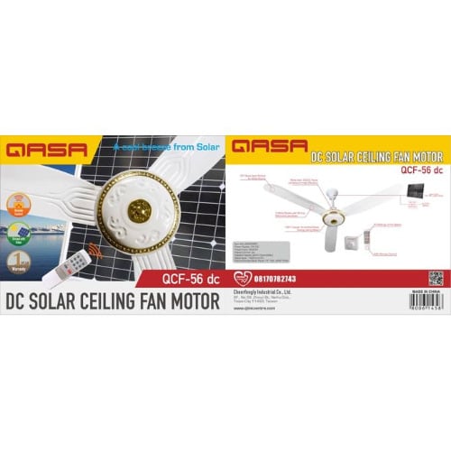 Solar Ceiling Fan 12v Dc/ac 36W With Speed Control - 56"