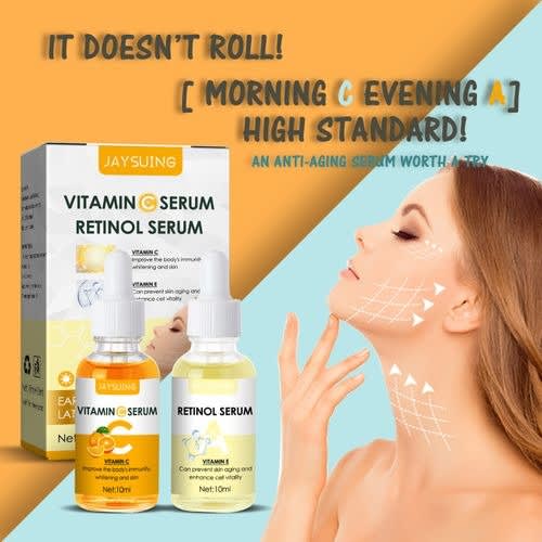 2 Set Skin Care Vitamin C & Retinol Serum Oil Anti-aging Whitening Gel 10ml+10ml