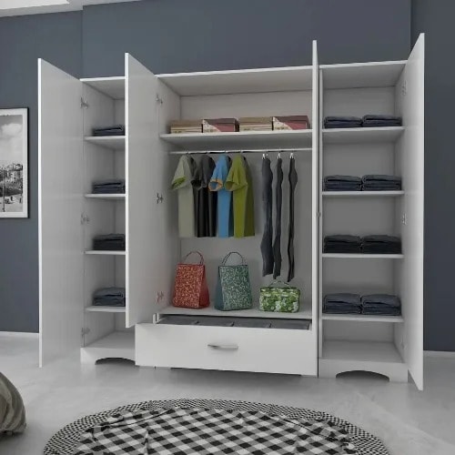 Minimalist Design Wardrobe With 4 Doors & 1 Drawer