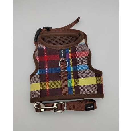 TD Authentic Air Mesh Harness With Leash -Medium - Brown