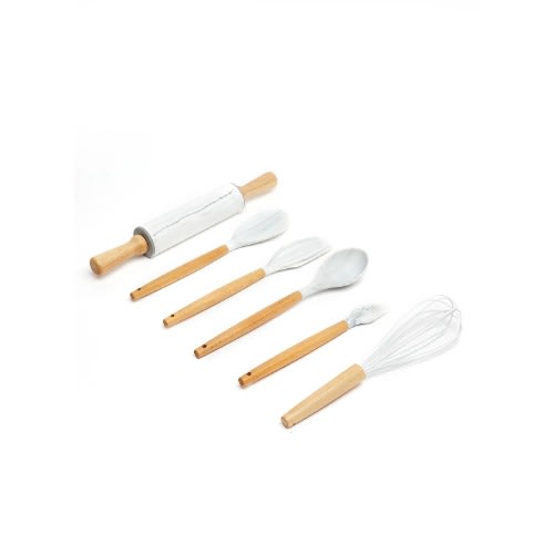 Noon East Silicone 6 Piece Baking Tools - White & Marble