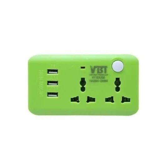 2 Way Multi Socket Plug With Usb Ports Converter