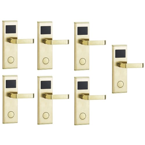 Door Lock With RFID Card Access Control - Gold - 7 Set