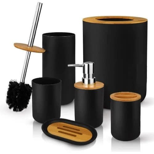 Bathroom & Toilet Accessories Set - 6pcs -black