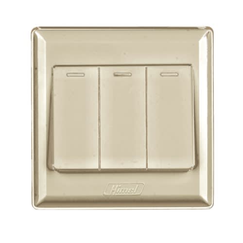 Himel Switch - Advanced Series - 10 Ax, 250 V, 3 Gangs, 2-way - HWDA3S2G - Gold
