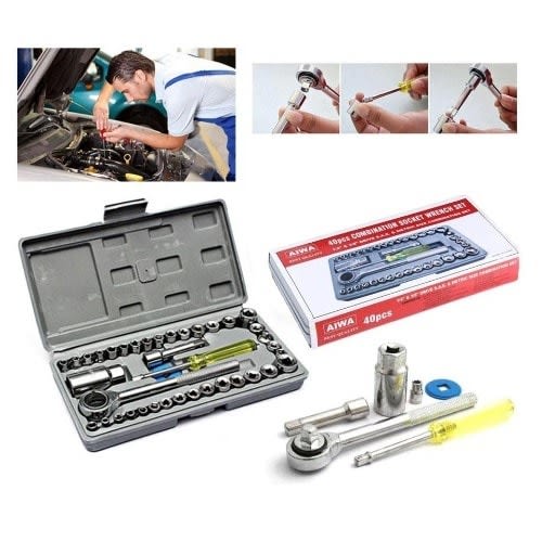 40pc Aiwa Combination Wrench Socket Set With Box