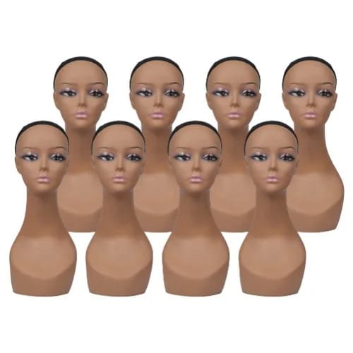 Lifelike Female Plastic Mannequin Head Wig Stand - 8 Pcs