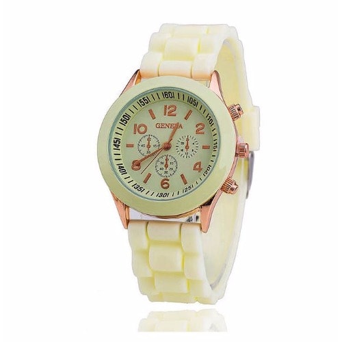 Geneva Silicon Rubber Watch - Beige