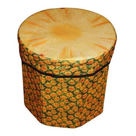 Foldable Storage Box & Stool - Pineapple Design- 12" X 12"