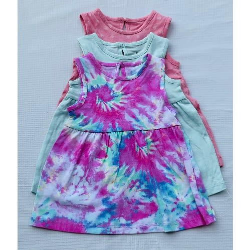 Tie And Dye Girls Sleeveless  Dresses - 3 Pack