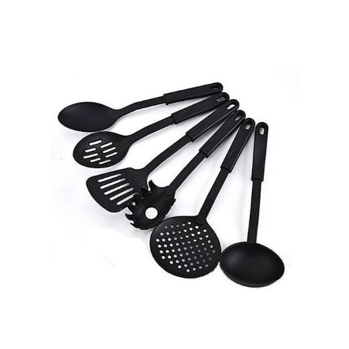 Non Stick Spoon Set - 6 Pieces - Black