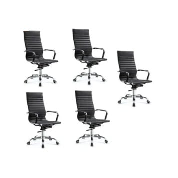 High Back Executive Iron Frame Swivel Leather Office Chair - 5Pcs