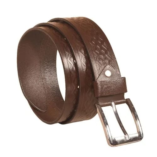 Pattern Leather Belt - Brown