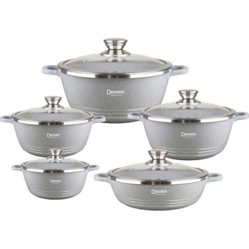 Non-stick Granite Cookware Set 10-piece, Grey
