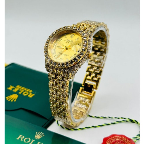Rolex Diamond Ladies Wristwatch - Yellow Dial Gold Edition