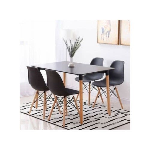 Rectangular Wooden Leg Plastic Dining Table And Chairs