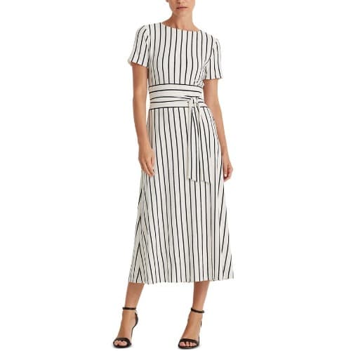 Striped Jersey Dress - Black And Cream