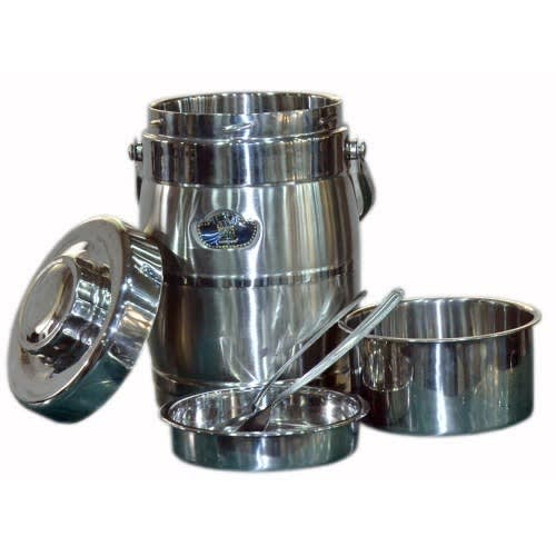 Stainless Steel Vacuum Food Flask + Free Spoon & Fork - 2000ml