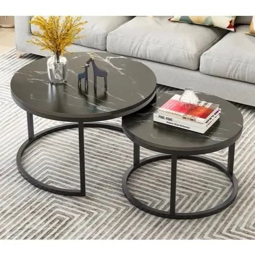 Round Marble Center Table - 2 In 1