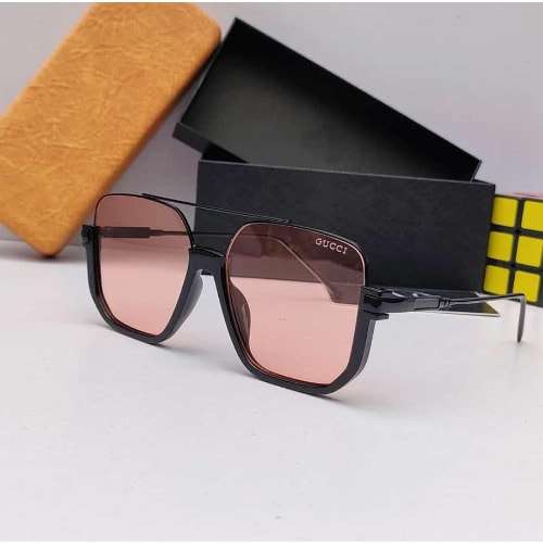 Double Bridge Sunglasses - Black Frame Orange Lens