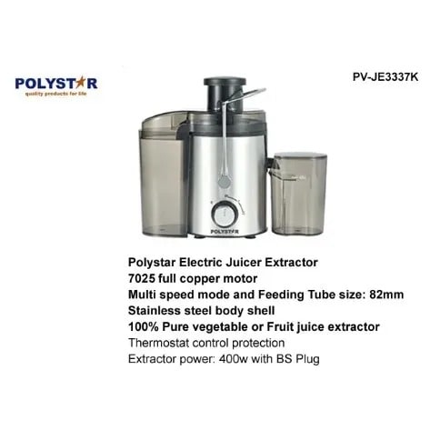 Electric Juice Extractor - Fruit Pomace Cup - 3 Speed Mode - 1L - 500W