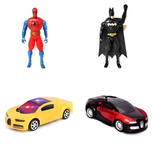 Spider Man & Bat Man Figures Toy Sport Car For Children