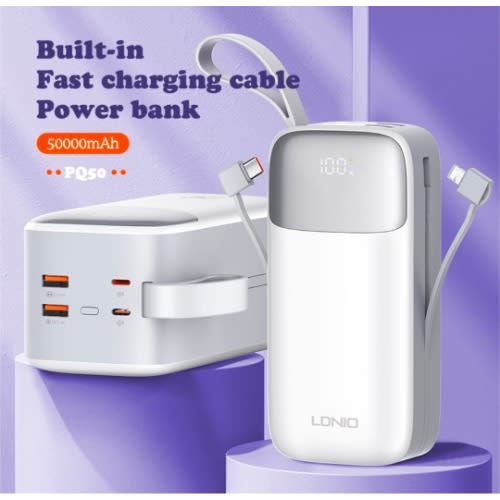 LDNIO PQ50 50000mAh Power Bank With Inbuilt Cables