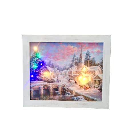 Framed Snow Scenic Wall Art With Led Lights 20" X 24"