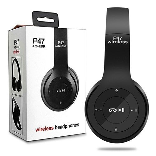 P47 Wireless Foldable Headphones - Black