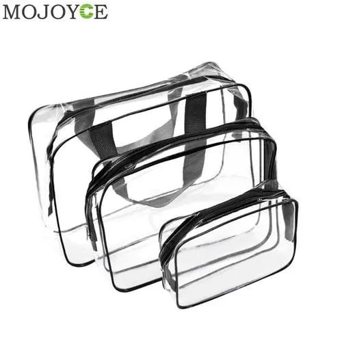 Mojoyce Women's Transparent Zipper Makeup Bags - 3pcs