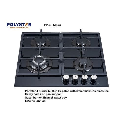 Gas Hob With Glass Cooktop - 4 Burner