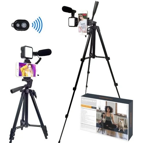 Broadcasting Microphone With 50'' Tripod Vlogger Vlogging Video Kit