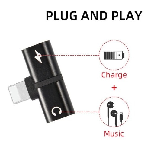 2 In 1 Female Jack iOS Aux Headphone Charging Adapter - 8pin Charging & Earphone