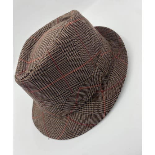 Mens Checkered Brown Hat