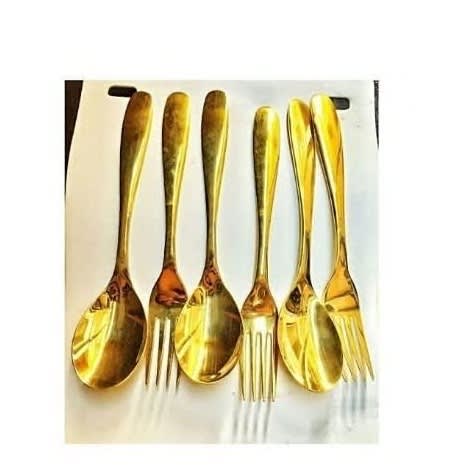 Gold Plated Fork And Spoon Set - 6 Pieces