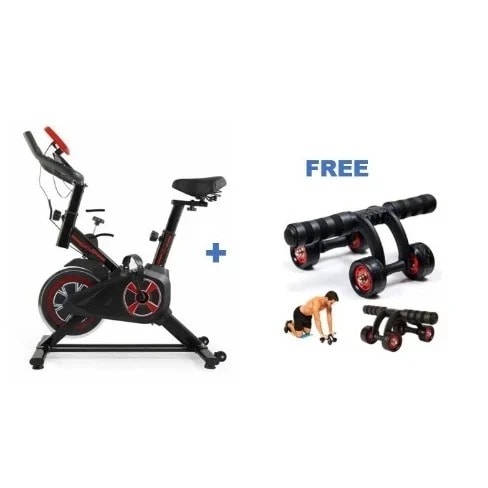 Spinning Bike With Display Screen + Free Ab Roller
