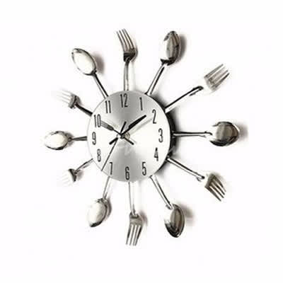 Cutlery Wall Clock - Silver